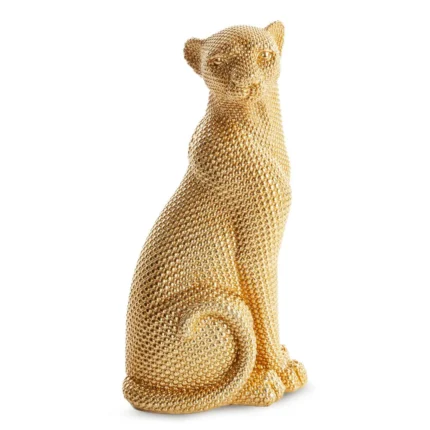 Figurka złota gepard pokryty złotymi kuleczkami 15x12x29 cm DEAN