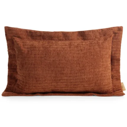 Poszewka na poduszkę  40x60 cm z szenilowej tkaniny ceglasta w drobne prążki Eva Minge Elegante