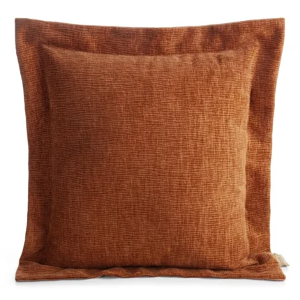 Poszewka na poduszkę  55x55 cm z szenilowej tkaniny ceglasta o widocznym ozdobnym splocie Eva Minge Elegante