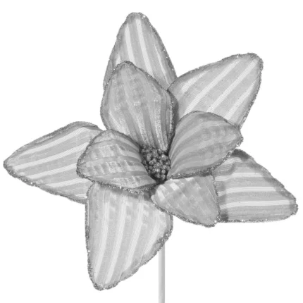 Kwiat Świąteczny 51b 24 CM srebrny