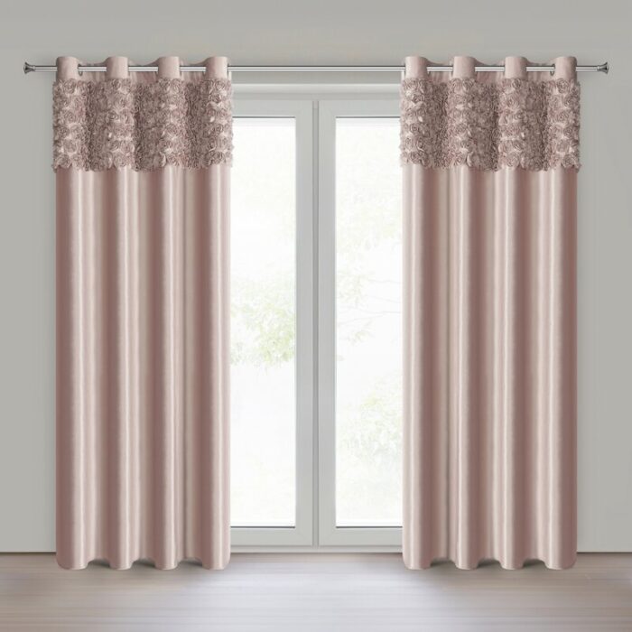 ZASŁONA GOTOWA ROSES 13 NA TAŚMIE 140 X 250 CM PUDROWY