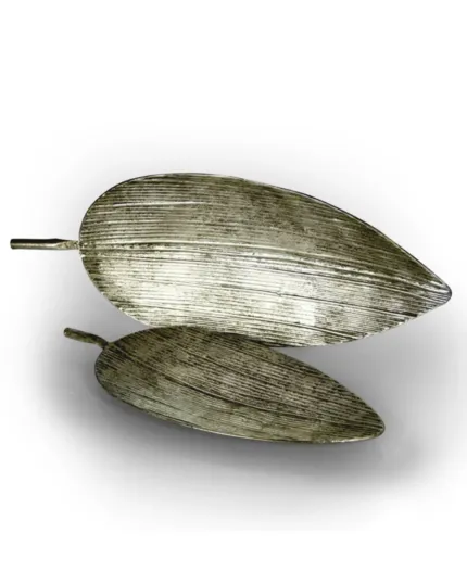 Półmisek dekoracyjny liść w metalicznym odcieniu 20x48 cm