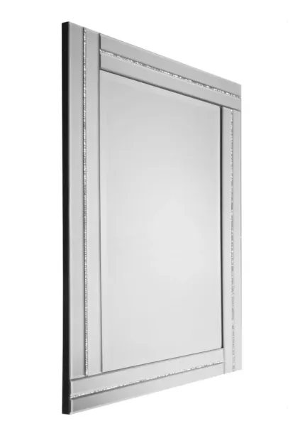 Lustro prostokątne Ariana glamour 60/90cm w klasycznej lustrzanej ramie wysadzanej drobnymi kryształkami