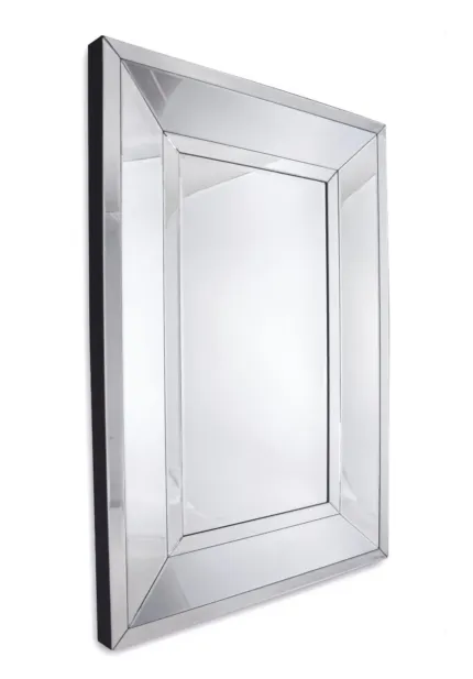 Lustro prostokątne Ava 70/140cm glamour klasyczne w prostej lustrzanej ramie o delikatnej fazie