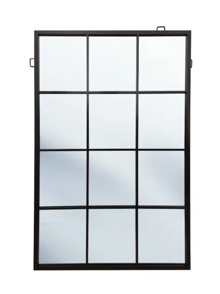Lustro Boston 120/80cm w stylu loft okienne z czarnymi szprosami i stalową ramą