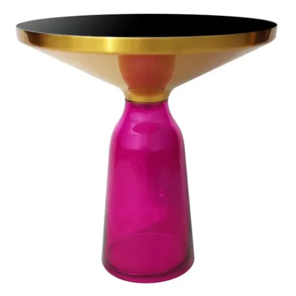 Stolik kawowy glamour Bottle Table 50/53cm różowo-złoty osadzony na szklanej nodze