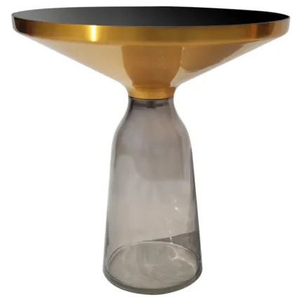 Stolik kawowy glamour Bottle Table 50/53cm szaro-złoty osadzony na szklanej nodze