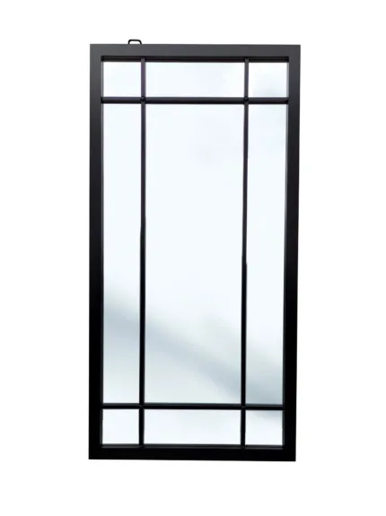 Lustro Brooklyn 140/70cm w stylu loft okienne z czarnymi szprosami i stalową ramą