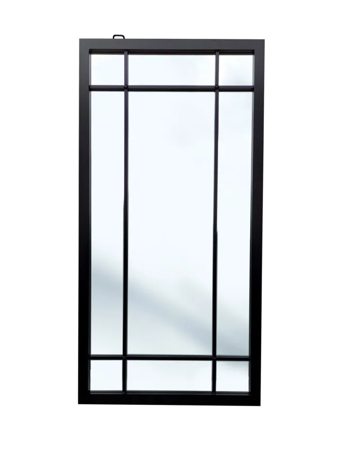 Lustro Brooklyn 140/70cm w stylu loft okienne z czarnymi szprosami i stalową ramą