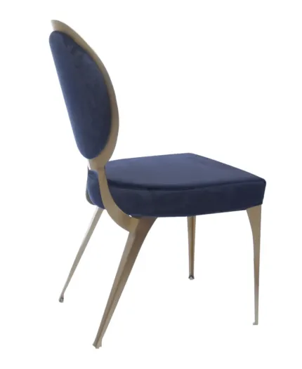 Krzesło Cassari 45/55/89cm w niebieskim welurze osadzone na złotym stelażu
