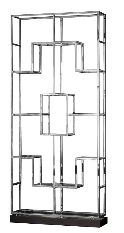 Regał Deacon 108/29/240cm chromowany ze szklanymi półkami srebrny