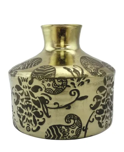 Wazon złoty roślinny motyw Golden Vase 20 cm