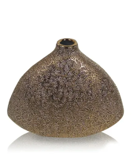 Wazon złoty z perełkowymi zdobieniami w trójkątnym kształcie 18 cm