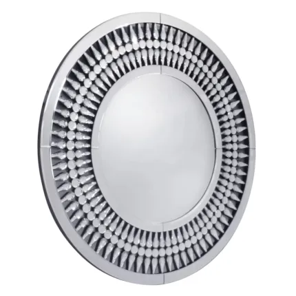 Lustro okrągłe glamour Marzano 80cm w dekoracyjnej ażurowej ramie ozdobionej kryształkami