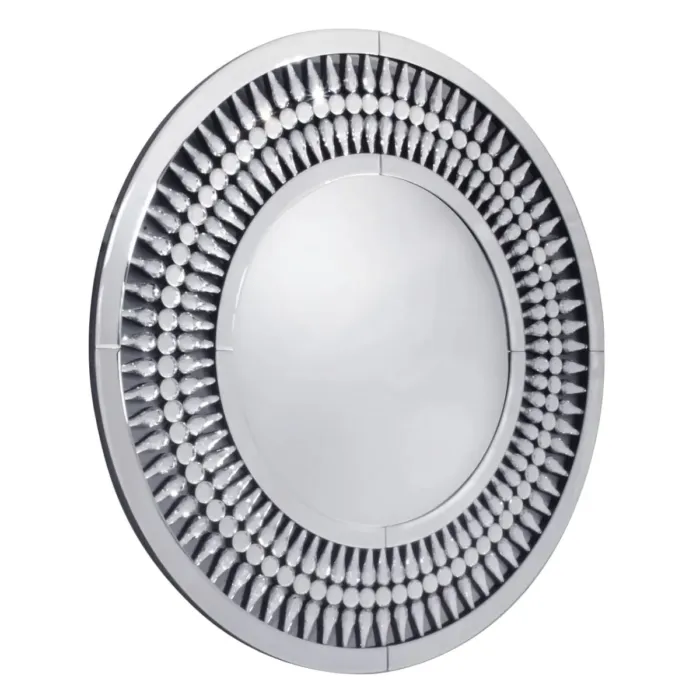 Lustro okrągłe glamour Marzano 80cm w dekoracyjnej ażurowej ramie ozdobionej kryształkami
