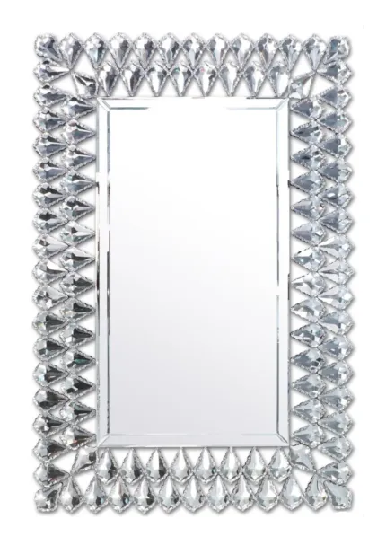 Lustro glamour Napoli 67/97cm wyszukane prostokątne z ramą z kryształkami w kształcie łez