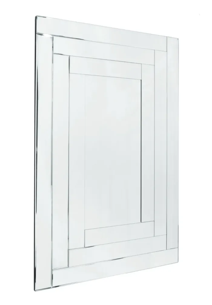Lustro prostokątne Penelopa 80/120cm w stylu glamour z ramą z lustrzanych fragmentów o delikatnej fazie