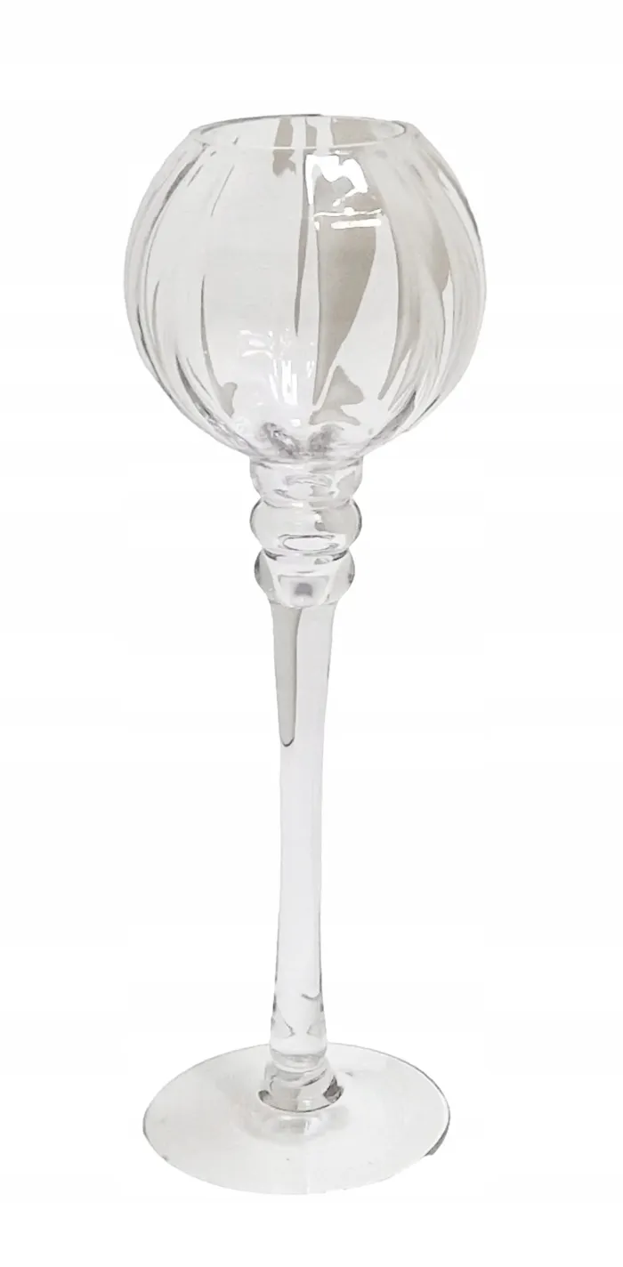 Szklany świecznik kielich glamour 50cm