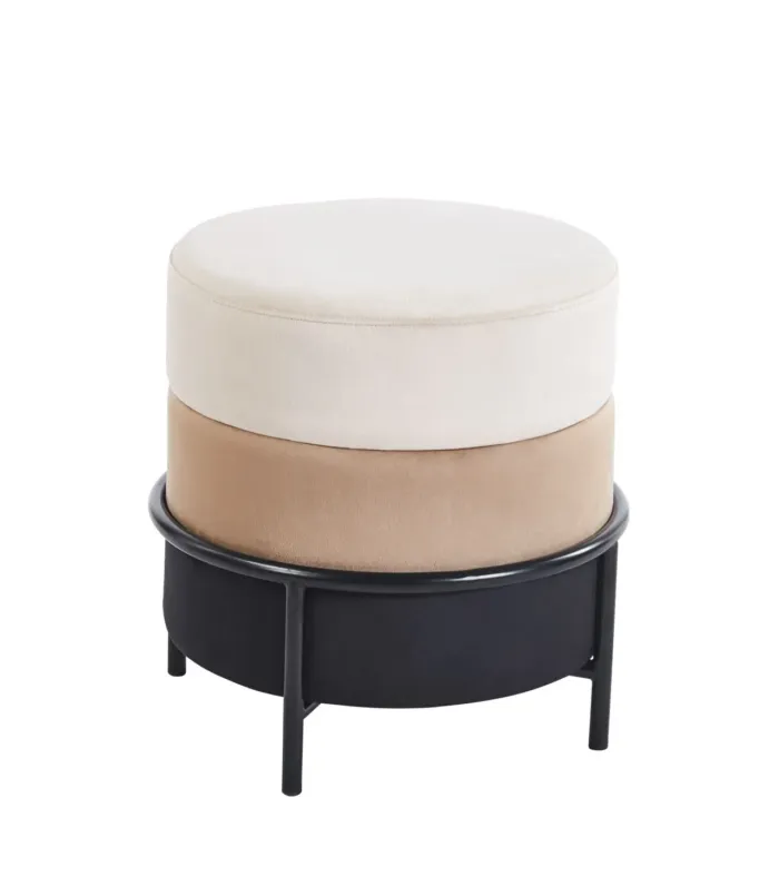Pufa velvet P8-FX (B) (beż/cappuccino/czarny)