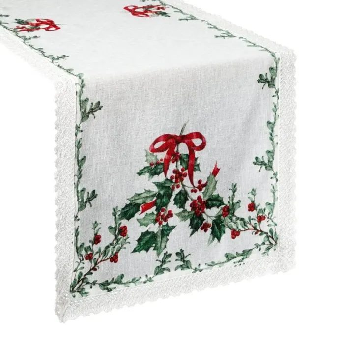 Serweta z motywem świątecznym Xmas 40 x 140 cm biały