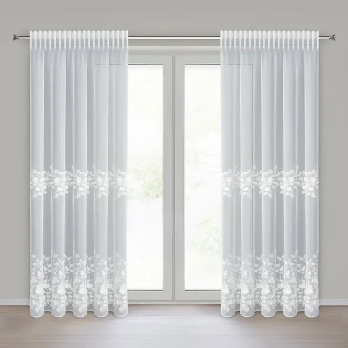 FIRANA GOTOWA ROSIE 3 NA TAŚMIE 140 X 270 CM BIAŁY
