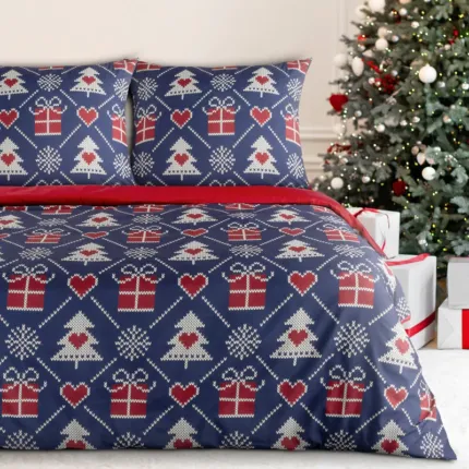 ŚWIĄTECZNY KOMPLET POŚCIELI MERRY 220 X 200 CM GRANATOWY