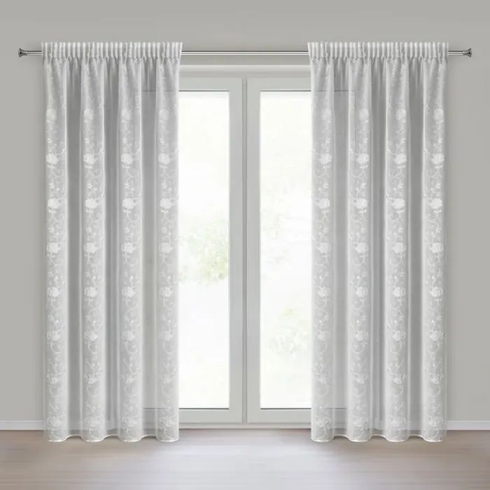 FIRANA GOTOWA ROZALIA NA TAŚMIE 140 X 270 CM BIAŁY