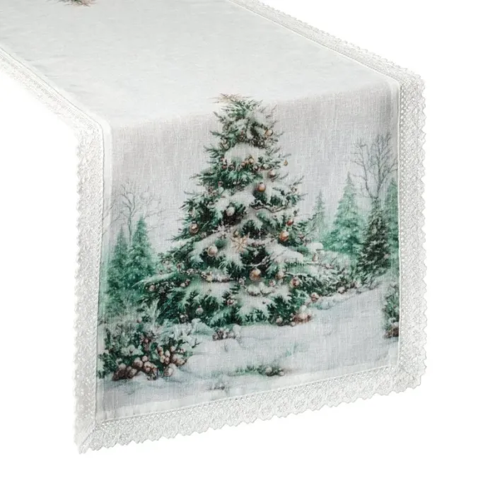 Serweta z motywem świątecznym Xmas 40 x 140 cm biały