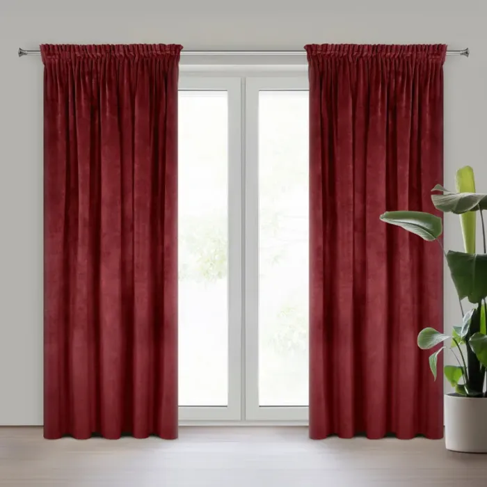 Zasłona Gotowa Villa Na Taśmie 140 X 270 CM ciemnobordowy