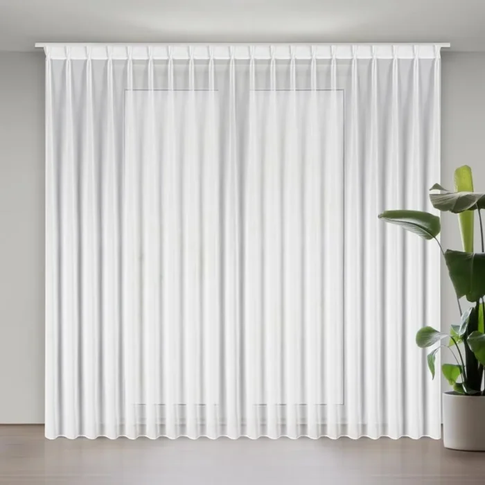 Firana biała z szyfonu 230x270 cm (wymiar podany na gotowo) z systemem flex - RUBY