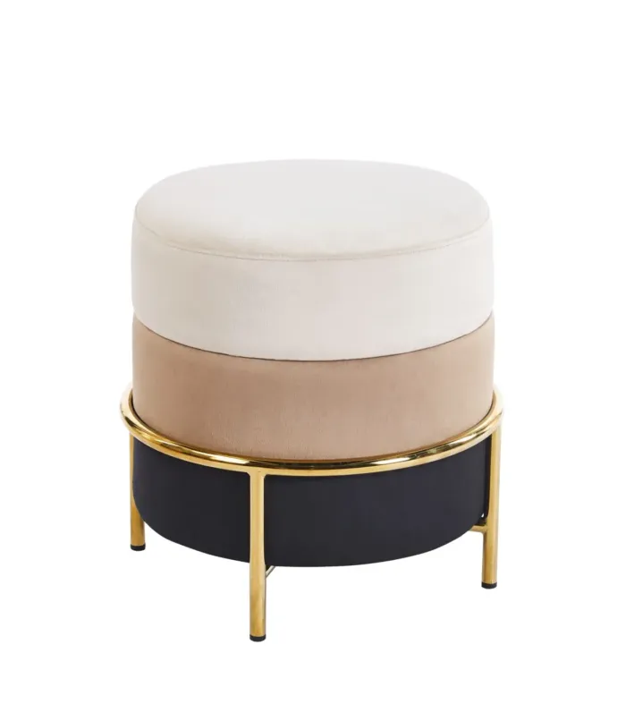 Pufa velvet P8-FX (G) (beż/cappuccino/czarny)