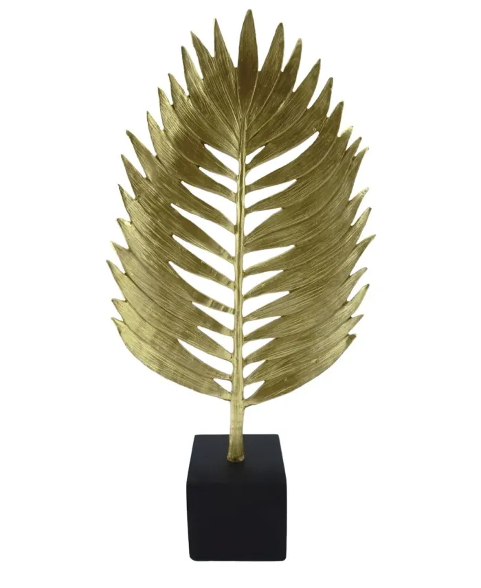 Figurka dekoracyjna złoty liść na czarnej podstawie Golden Leaf