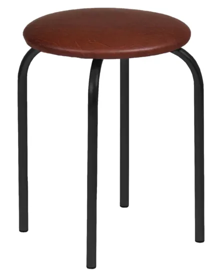 Taboret Chico 2 (ciemny brąz) - czarny stelaż