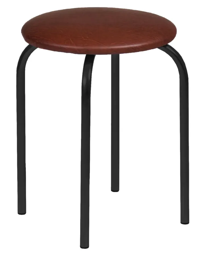 Taboret Chico 2 (ciemny brąz) - czarny stelaż