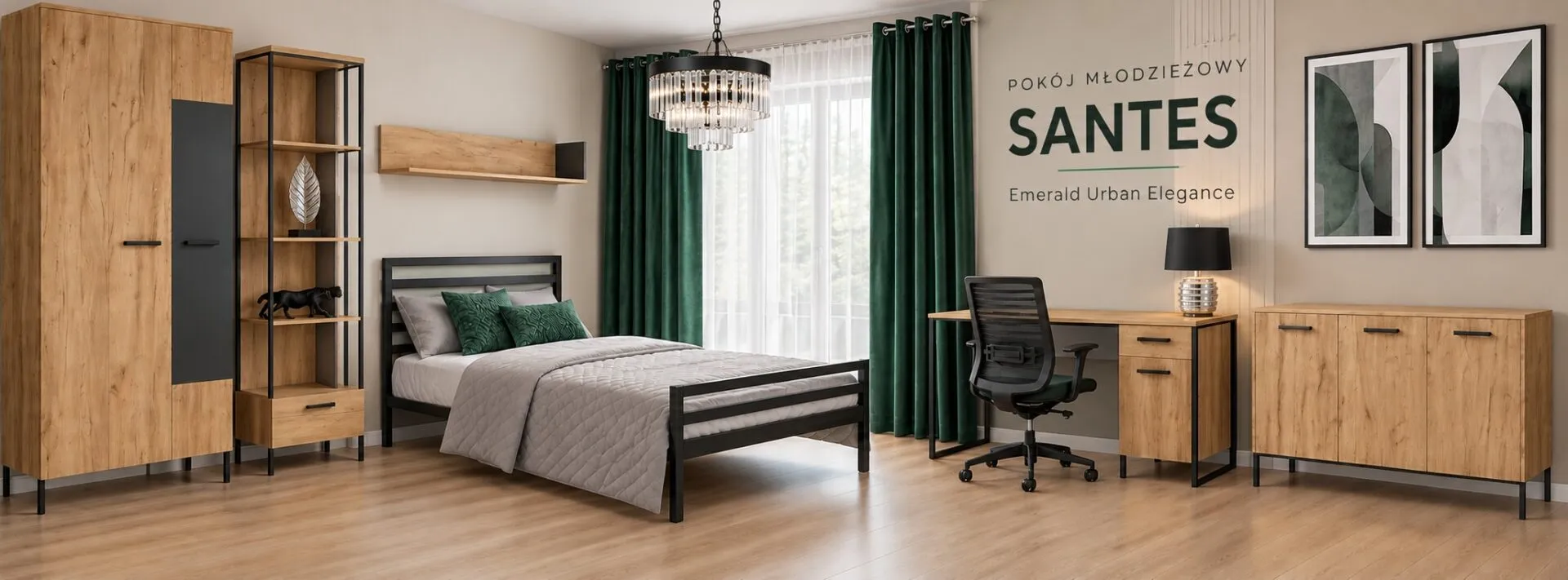 POKÓJ MŁODZIEŻOWY SANTES – Emerald Urban Elegance