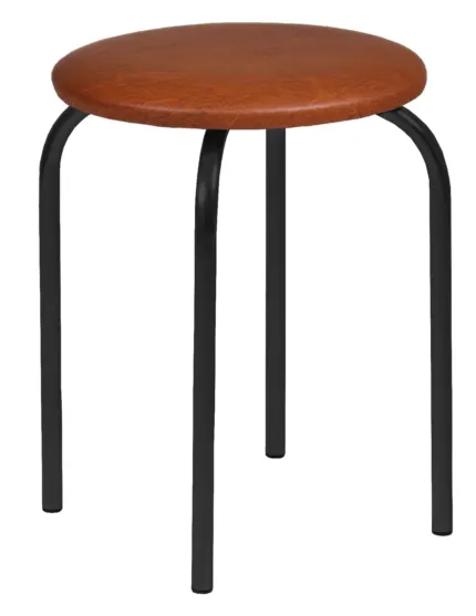 Taboret Chico 2 (jasny brąz) - czarny stelaż