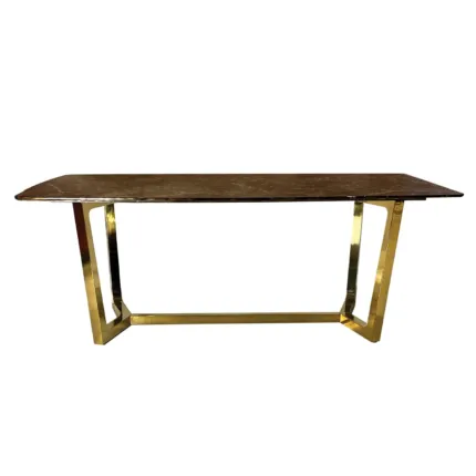 Elegancki stół Roseta 200/100/75cm z brązowym marmurowym blatem i złotymi chromowanymi nóżkami