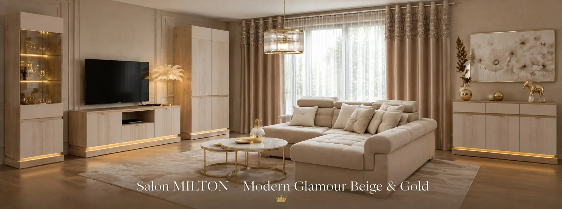 Salon MILTON – Modern Glamour Beige & Gold